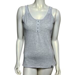 The North Face Women's Gray Heathered Tank Top Henley Cotton Scoop Neck